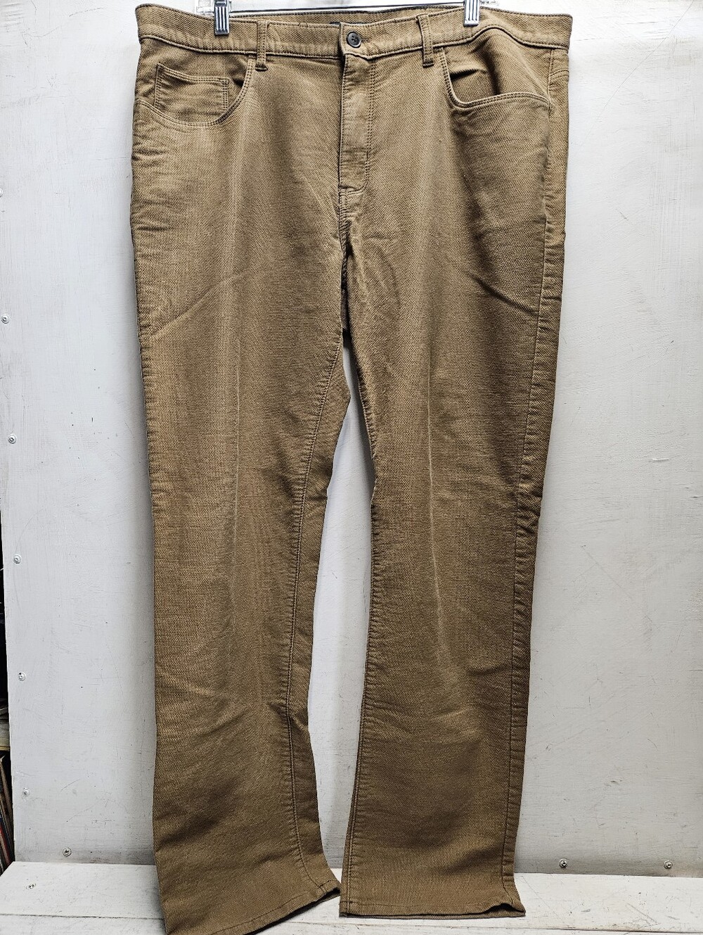 PERRY ELLIS Slim Fit Stretch Mens 38x32 Brown Textured Casual Pants